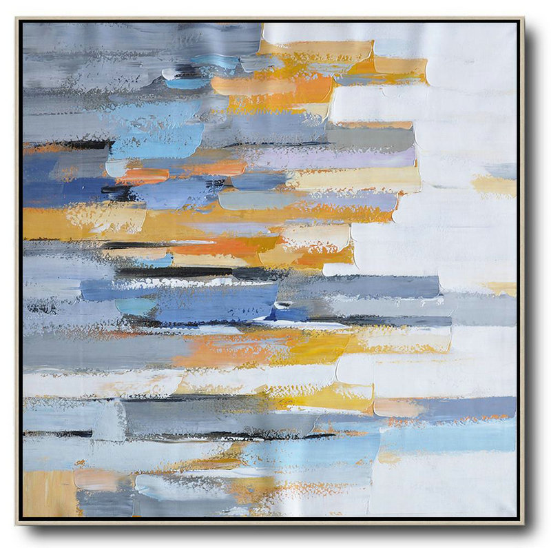 Original Extra Large Wall Art,Oversized Contemporary Art,Huge Canvas Art On Canvas,White,Yellow,Blue,Grey,Orange.etc